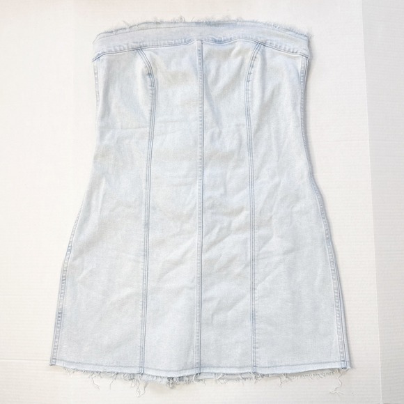 GOOD‎ AMERICAN Denim Tube Dress Size XL Strapless Mini Light Wash - Picture 3 of 12